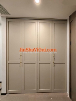 挂墙式金属衣柜折叠门+拉手安装完工图