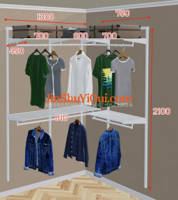 L型墙体宽度130+120厘米1509元（含安装费245元）金属衣柜所需配件清单及配件费用